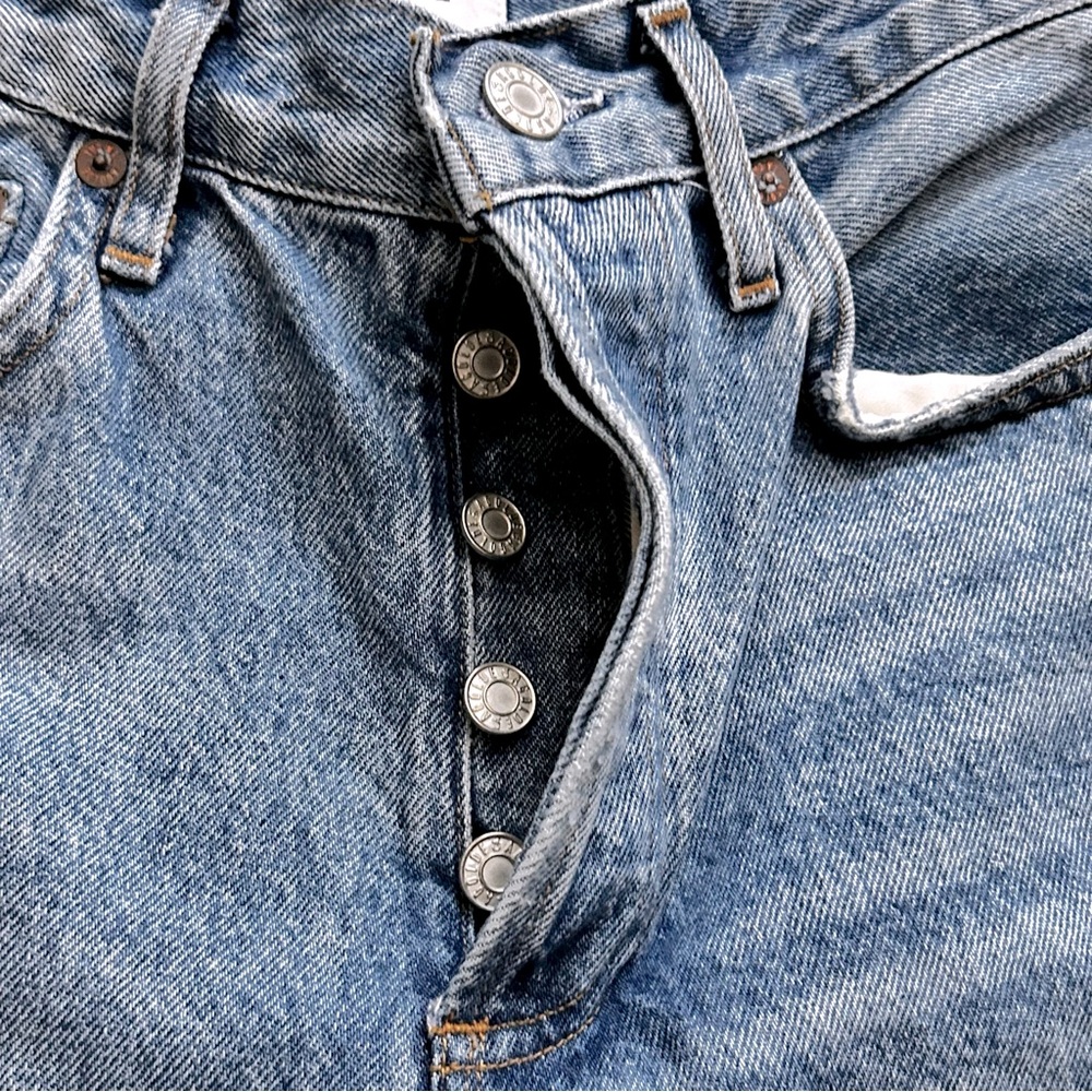 Agolde High Rise Straight Leg Distressed Jeans - Picture 11 of 11